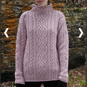 Aran Sweater Market Super Soft Aran Roll Neck Sweater‎ Women's Sz M Pink
